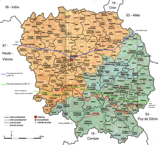 Cliquez pour agrandir la carte de la Creuse